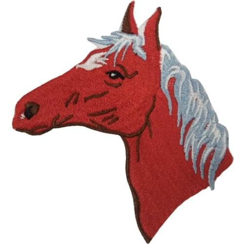 10pc Red Horse head back with glue embroidery patch diy clothing patch applique blossom DIY Accessory Sewing Supplies