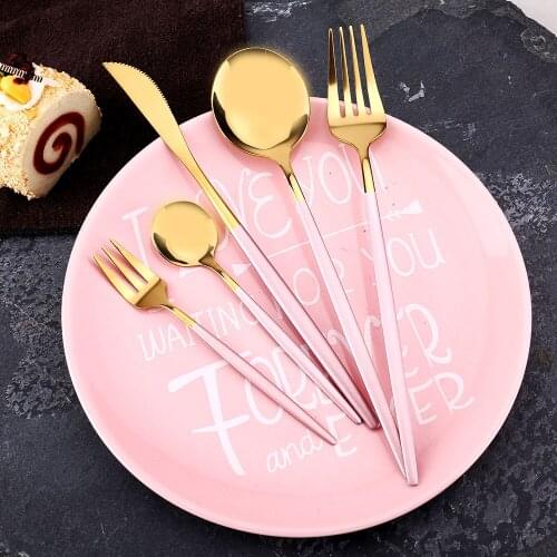 Stainless Steel Kitchen Dinnerware Tableware Utensils Cutlery Lunch Dishes Complete Dinner Steak Knife Spoons Fruit Fork Sets