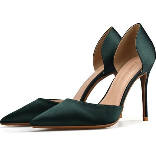 New Arrival Concise High Heel Office Shoe Women Silk Pointed Pumps Spring Autumn Shallow Ladies High Heels Shoes H0028