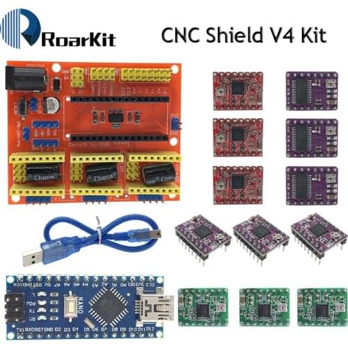 New CNC Shield V4 Engraving Machine+NANO 3.0 / 3D Printer / A4988 / DRV8825 / AT2100 Driver Expansion Board For Arduino Diy Kit