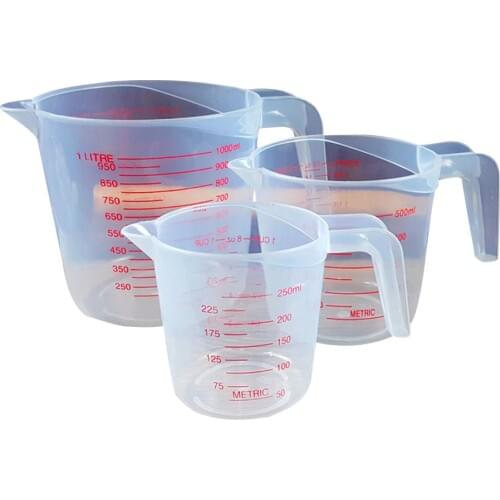 250/500/1000ML Plastic Measuring Cup Jug Pour Spout Surface Kitchen Measure Cup with Graduated for Baking Beaker Liquid Measure