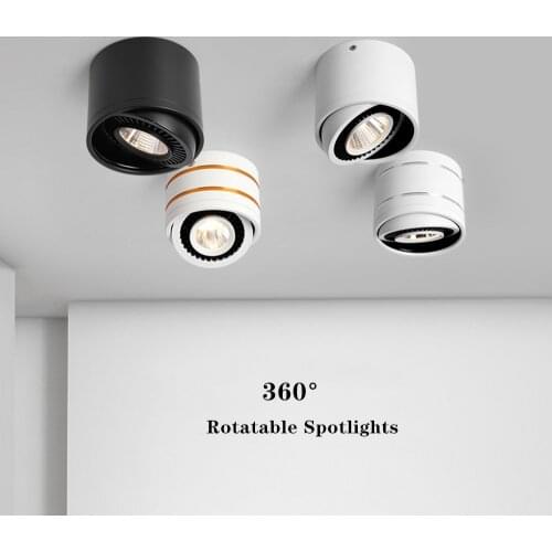 Surface Mounted LED Downlight lamp 360 Rotatable ceiling led lights 5W 7W 9W 15w cob led spot lights Ceiling Fixtures Lighting