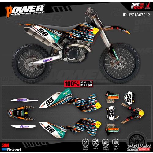 PowerZone Custom Team Graphics Backgrounds Decals 3M Stickers Kit For KTM SX SXF MX 07-10 EXC XCW Enduro 08-11 125 to 500cc 12