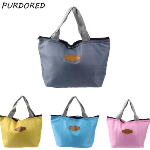 PURDORED 1 pc Thermal Insulation Solid Lunch Bag Waterproof Portable Picnic Insulated Food Storage Bag Bolsa Para Dropshipping