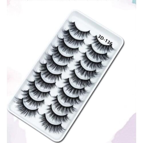 QUXINHAO Eyelashes 10 Pairs Faux 3D Mink Lashes Natural False Eyelashes Makeup Cilios Thick Mink Eyelashes Wholesale