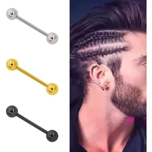 Innopes Stainless Steel Long Tongue cartilage Piercing Septum Barbell Shape Tunnels Ear Plugs Multicolor Women man Body Jewelry