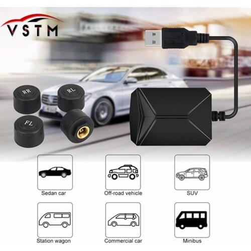 New Version USB Android TPMS Car Tire Pressure Monitor System Display 4 EXternal Sensor Android Navigation Tyre Pressure Alarm