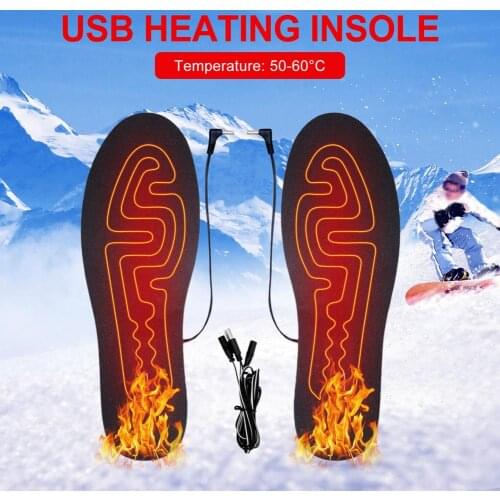 Unisex USB Heated Shoe Insoles Feet Warm Sock Pad Mat Electrically Heating Insoles Washable Warm Thermal Insoles