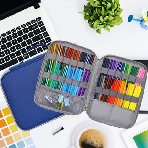 96/192 hole color lead storage bag double-layer stationery bag watercolor pen storage box sketch pencil case school supplies