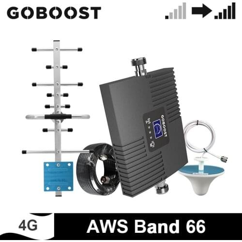 GOBOOST Band 66 Signal Booster 4g Mobile Phone Amplifier Gain 65dB LTE Repeater With Full Band Antenna 10M Cable Kit