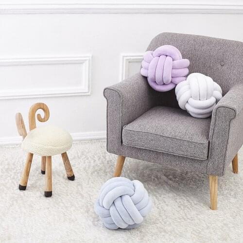 Knotted Plush Ball Design Round Throw Pillow Waist Back Cushions Home Sofa Bed Decoration Dolls Toys For Kids 18cm/22cm
