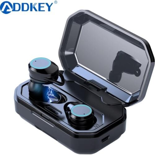 ADDKEY TWS Wireless Headphones Bluetooth 5.0 Earphones IPX7 Waterproof Headset Fingerprint Touch Earphone 3000 mAh Charging Box