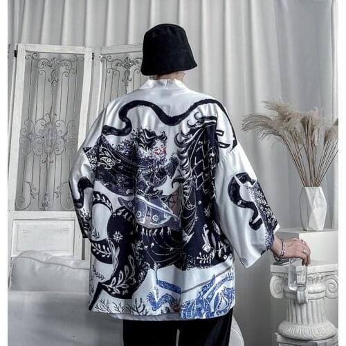 Japanese Kimono Man Haori Yukata Asian Streetwear Samurai Costume Cardigan Kimono Shirt Men Traditional Japanese Kimonos KK3492