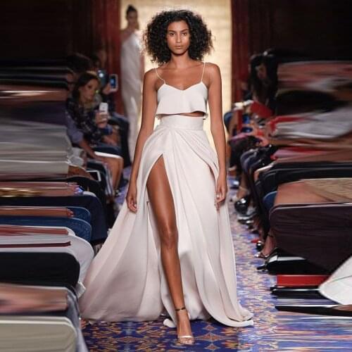 Sexy High Split Long Skirts Womens Empire Waist Ivory Chic Pleat Skirt Glam Dramatic Maxi Party Skirt Jupe Longue Femme