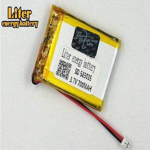 1.5MM 2pin connector 3.7V 583035 700mah MP3 MP4 MP5 small toys Bluetooth stereo rechargeable lithium polymer battery