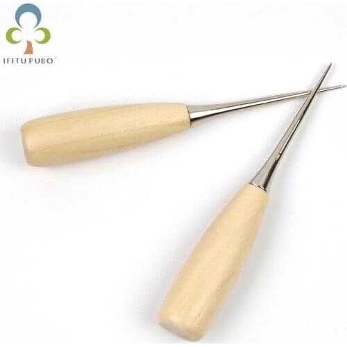 1pcs Handmade leather tools pointed wooden handle awl Leather Sewing Shoes Repair Tool For Leathercraft Sewing Accessories LYQ