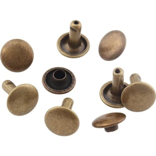 100sets Antique bronze Round Double Sided Nail Cap Rivet Spike 9mm Metal For DIY Leathercraft Shoes Rivets Bag Belt Garment