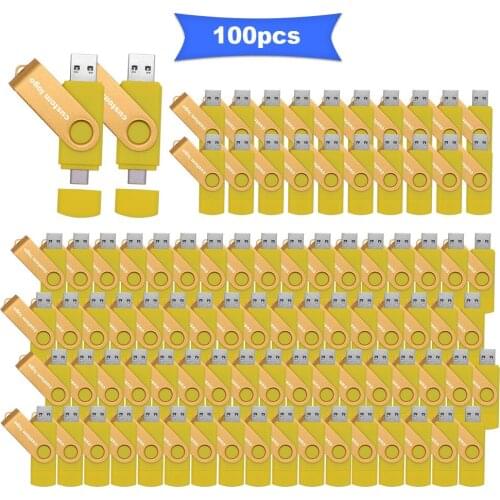 100pcs/lot Photography USB Type-C 2.0 Pen Drive 64GB 32GB 16GB 8GB 4GB Rotating Design Memory Stick Pendrive Free Logo for Gifts