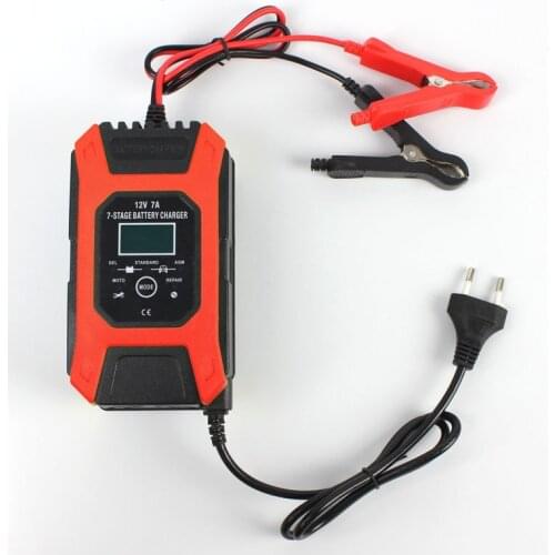 12V 7A Intelligent Car Motorcycle Battery Charger For Auto Moto Lead Acid AGM Gel VRLA Smart Charging 7A 12V Digital LCD Display