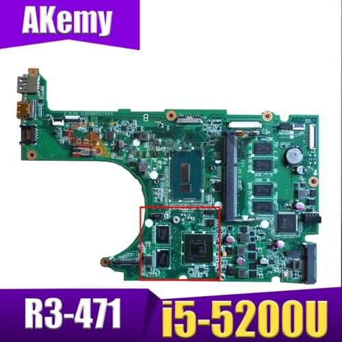 Akemy laptop Motherboard For ACER Aspire R3-471 i5-5200U Mainboard DA0ZQXMB8E0 SR23Y N15V-GM-S-A2 DDR3
