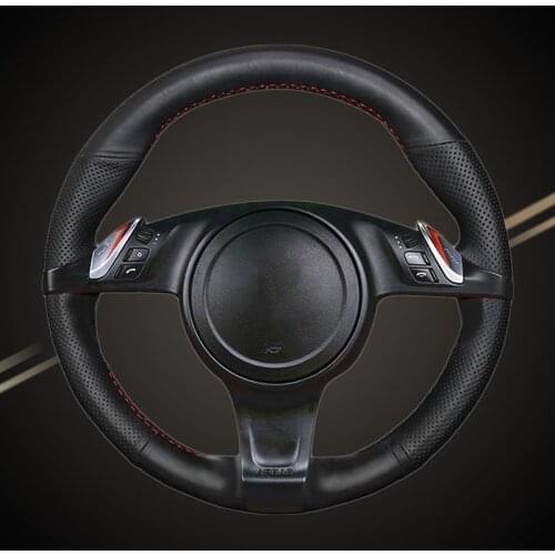 Car Braid On The Steering Wheel Cover for Porsche Cayenne Panamera 2010 2011 Auto Braiding Wheel Covers Accessories Car-styling