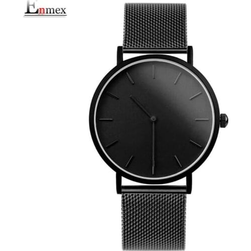 Enmex cool design men wristwatch stainless steel simple stylish Mystiqu two hands simple brief face quartz clock fashion watch