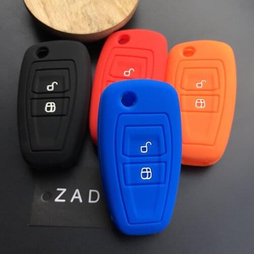 ZAD Silicone car key cover case for ford Focus 2 3 Fiesta Hatch Ranger Escape Fusion Kuga 2 buttons floding key protector holder