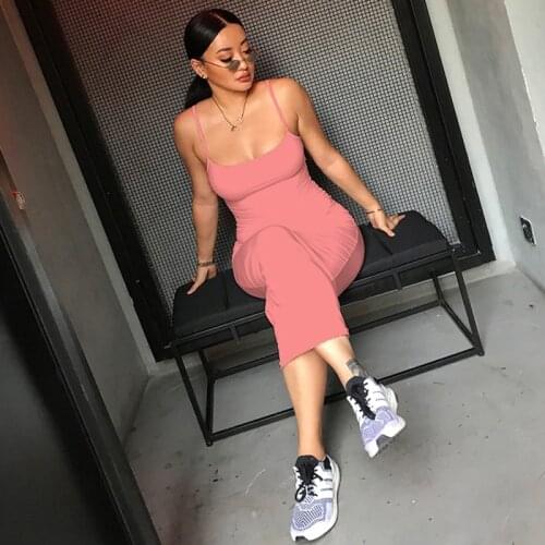 Long Cami 3 Colors Bodycon Dress Spaghetti Strap Sleeveless Sexy Club Bodycon Dress Slim Summer Long Slip Dress