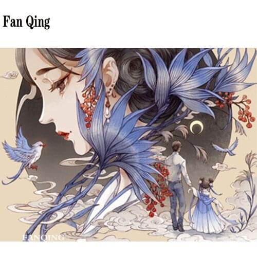 Home decoration Diamond Painting Classical beauty DIY Diamond Embroidery 5D Full Square Mosaic Half fold face Picture by Numbers