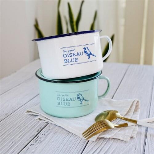 Enamel Cup Tea Coffee Vintage Instant Noodle Pot Bowl Antique tea coffee cup tea set custom mate