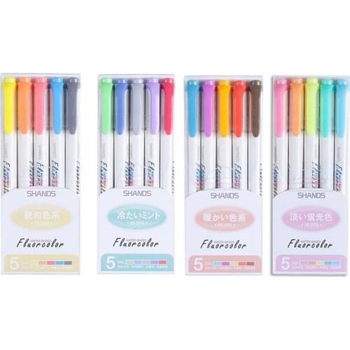5pcs/set Cute Color Fluorescent pen high quality japanese creativity highlighter pen bullet diary pens kawaii art supplies