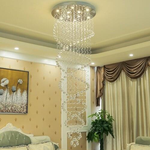 Spiral Design Crystal Chandelier Lighting Modern Living Lamp AC110V 220v Long LED Staircase chandeliers