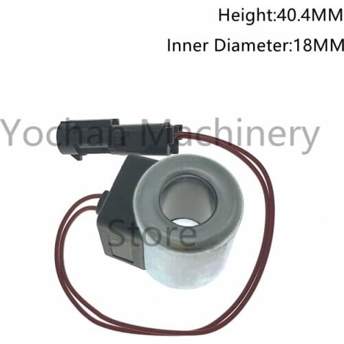 Solenoid Valve Coil 12V/24V For Yuchai Excavator YC65/75-8 Pengpu 60 Longgong 85 Pilot Safety Lock Solenoid Valve H:40.4MM ∮18MM