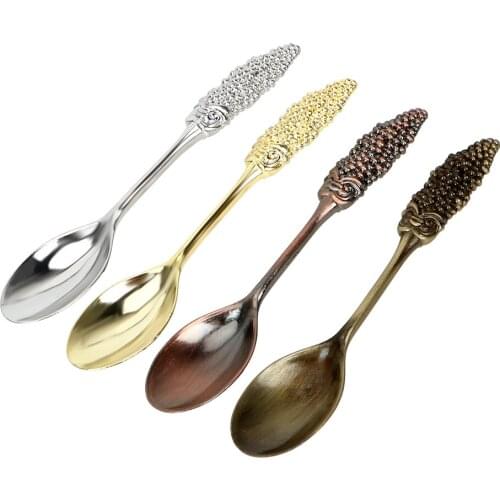 Coffee Desserts Tea Tablespoon 10cm Length Mulberry Shape Home Accessories Metal Carved Coffee Spoon Kitchen Accessories Vintage