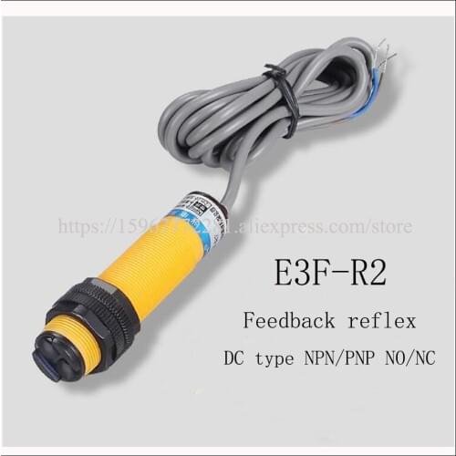Column photoelectric switch sensor E3F-R2 DC type feedback reflex NPN/PNP M18 connection delay 1.5ms infrared light 660nm IP67