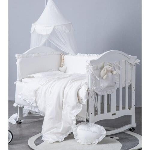 Baby Bedding Sets Cotton Newborn Protector Washable Crib Bumper Infant Cot Lace Duvet Cover Pillowcase Mattress Cover Bedding Se