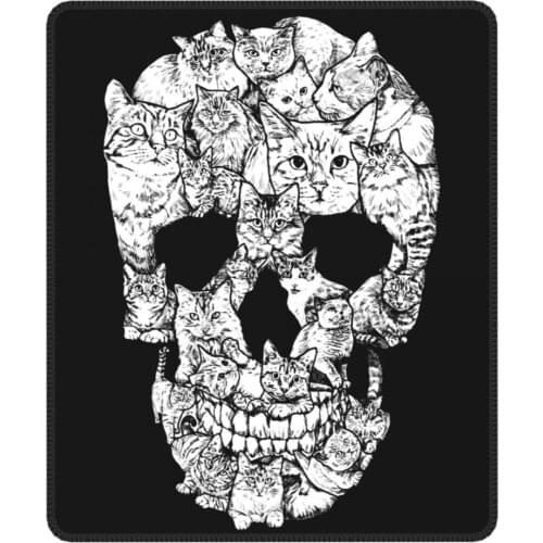 Cat Skull Halloween Death Horror Scary Kitten Goth Punk Skeleton Mouse Pad Soft Mat Natural Rubber Gamer Computer Laptop Pad