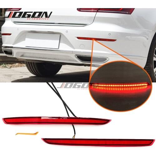 Red For VW Volkswagen Arteon 2018 2019 2020 Car LED Rear Bumper Dynamic Turn Signal Light Reflector Fog Braking Light Brake Lamp