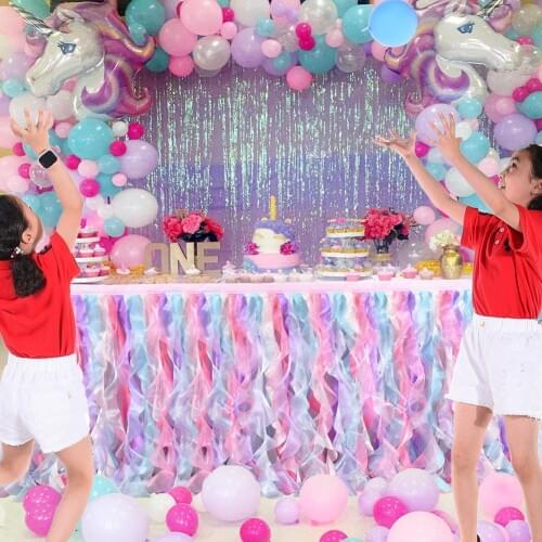 Curly Willow Table Skirt Tulle Ruffle Table Skirt for Baby Shower Wedding Birthday Party