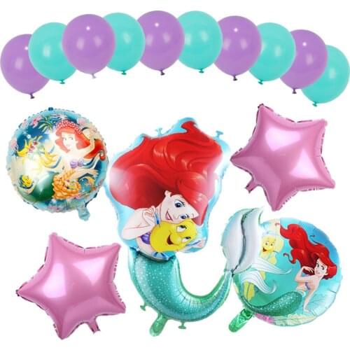1set large Mermaid foil balloons Ariel of cartoon princess ballon latex number ballonhelium kids birthday decor globos party toy