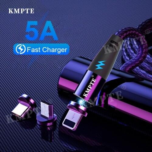 KMPTE Magnetic Micro USB Cable For iPhone 12 11 XR XS X Xiaomi Samsung OnePlus Super Charging Type C USB Cable Mobile Phone Cord