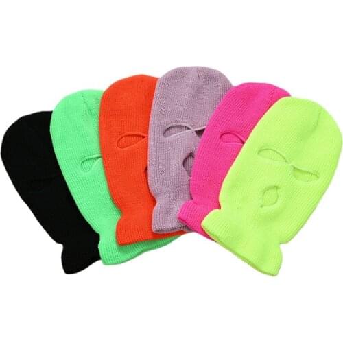 Full Face Cover Ski Maskpink Three Holes Balaclava Knit Hat Army Tactical CS Winter Cycling Bonnets For Women Men Face Masks