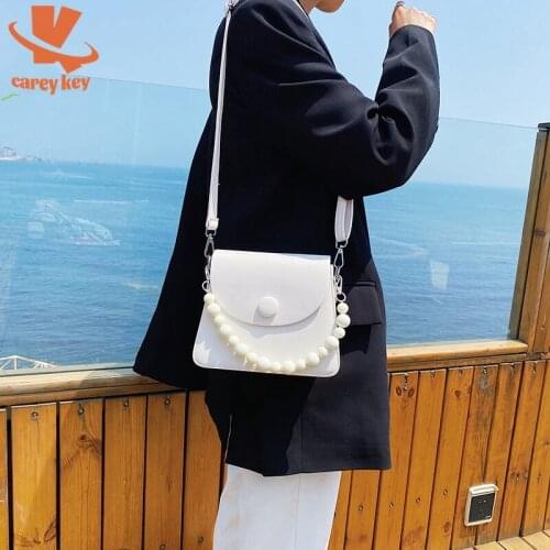 CAREY KEY Fashion Beading Crossbody Bags Women Casual Designer Handbags Buckle Trend PU Leather Ladies Shoulder Bags