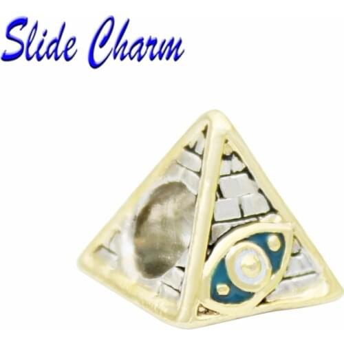 5mm straight hole fashion jewelry DIY charm European style Egyptian pyramid of Horus eyeball Bead Fit Pandora Bracelet Necklace