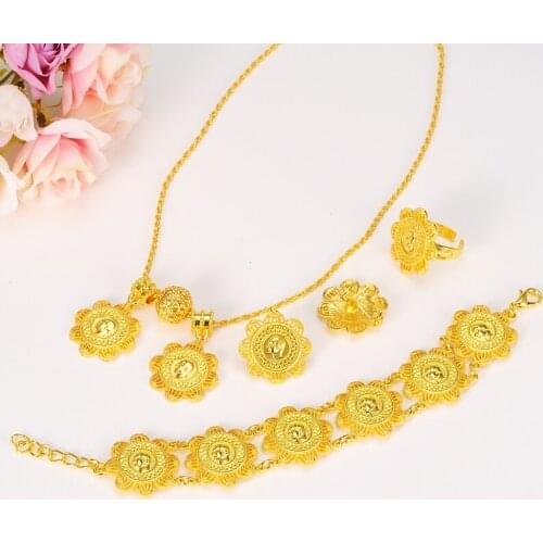 Mustafa Kemal Ataturk Coin Set Jewelry pendant Necklace/Earrings/Ring/Bracelet Gold Color Ethiopia Bridal Wedding Eritreajewelry
