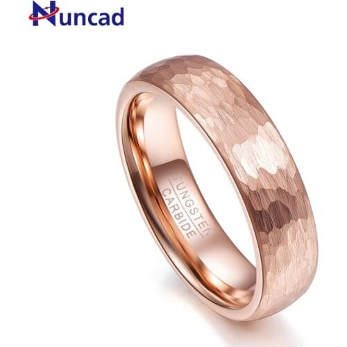 Nuncad never fade 6MM wide rose gold tungsten steel ring Mans Band comfort fit size 5-10 Wedding Rings Couples Jewelry T068R