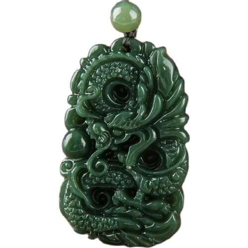 Natural Xinjiang Hetian Jade Dragon Jade Pendant Zodiac Dragon Jade Pendant Necklace