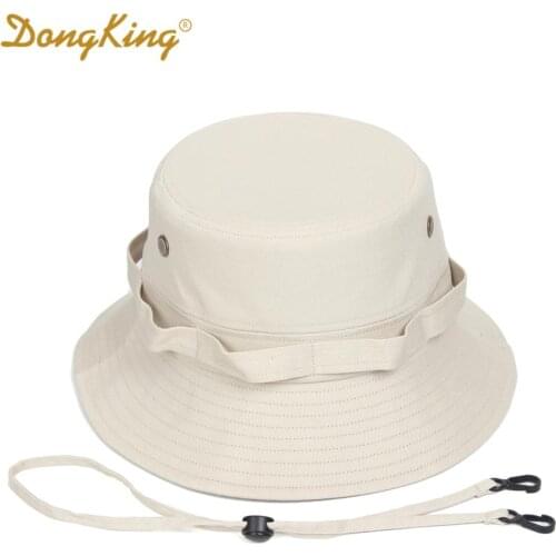 DongKing New Boonie Hat Cotton Taslon Bucket Hat Big Size Outdoor Panama Caps Windproof String Hat Bucket Caps Pig Nose Buckle