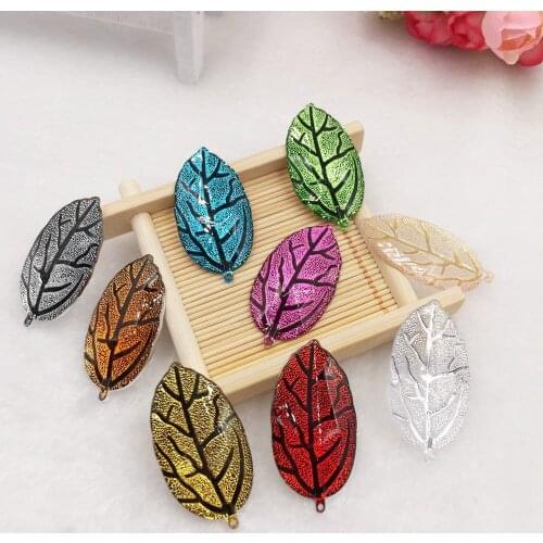 New 10pcs shiny Acrylic Leafs flatback rhinestone 1-hole jewelry pendant Ornaments DIY Wedding appliques craft SW33