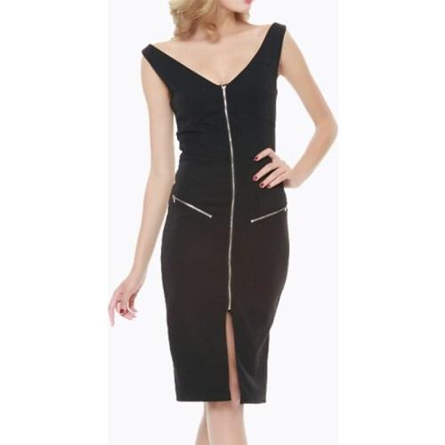 New Womens Fashion Sexy V-neck Sleeveless Slim Dress